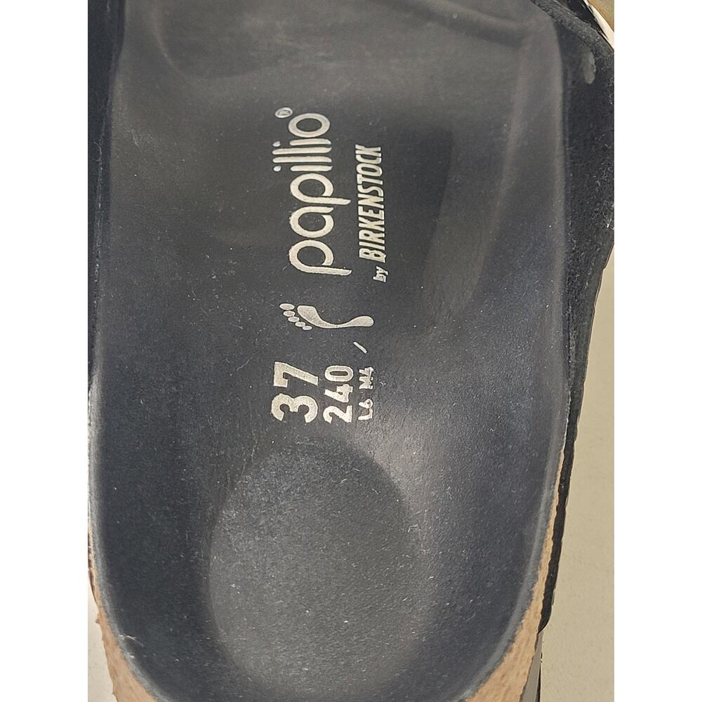 Birkenstock Papillio Arizona Platform Flex Black Croc-Embossed Sandals Sz 37 - Picture 7 of 11